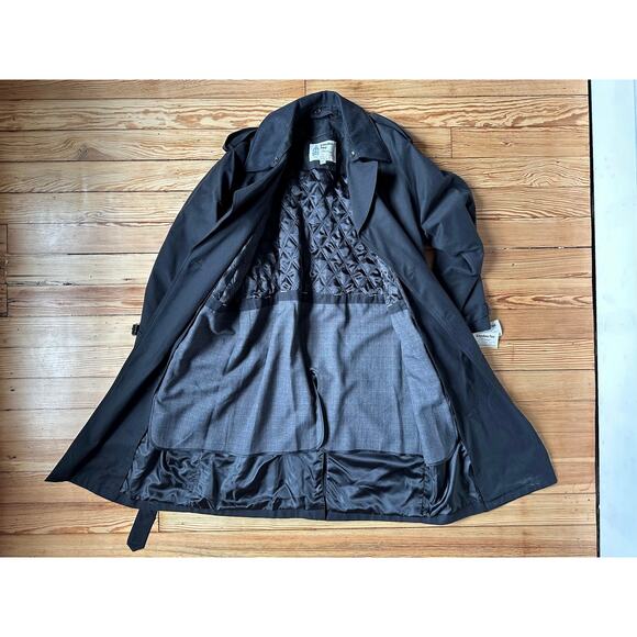 NWT London Fog Double Breasted Black Collared Belted Mens Trench Coat 42L - Picture 4 of 12